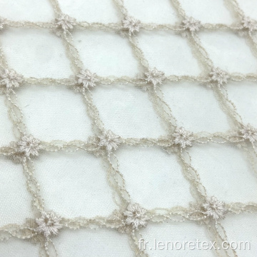 Tissu net brodé en maille de dentelle en tricot diamant vérifié